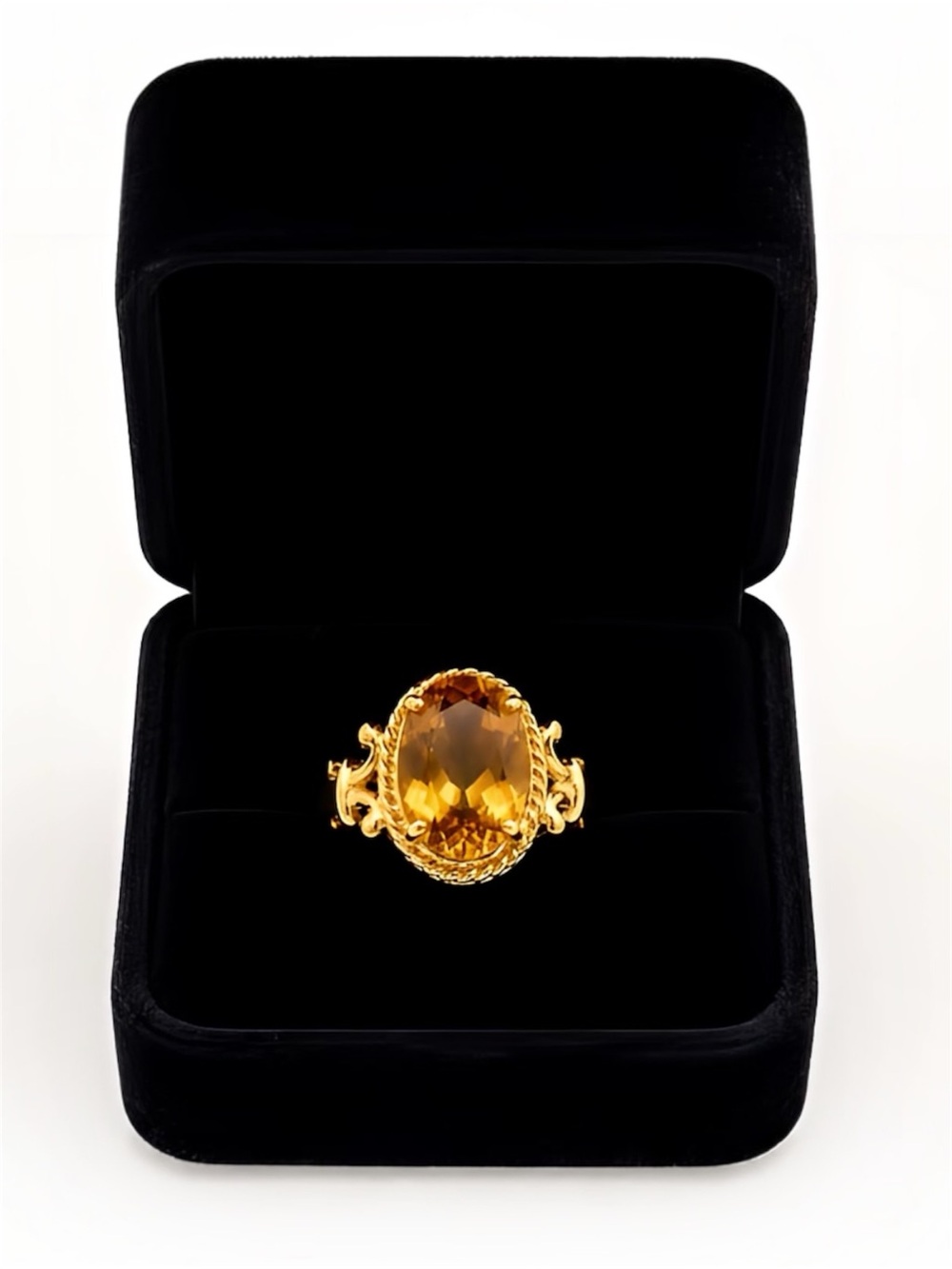 Ross-Simons Citrine Cocktail Ring 18K Gold Over Sterling Vintage Revival Size 6 - Picture 4 of 11